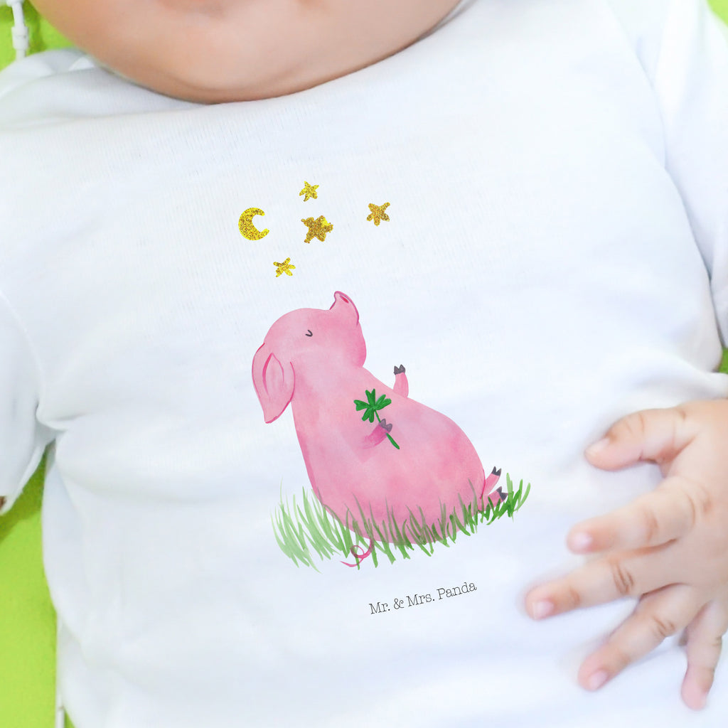 Baby T-Shirt Glücksschwein Glücksschwein. Glück, Schwein, Schweinchen, Sterne, Sernchen, Ziele, Träume, Motivation, Glücksbringer Mädchen,Jungen,Unisex,Motiv,Baby T-Shirt,Kurzarm  süße Tiermotive, gute Laune, lustige Sprüche, Tiere