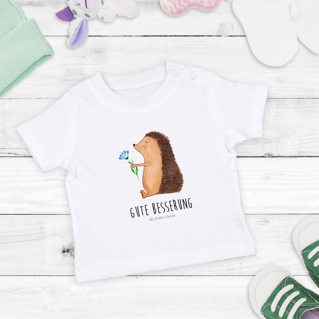 Baby T-Shirt Igel mit Blume Igel, Gute Besserung, Genesungswünsche, Krankheit, Krankenhaus, krank, Besuch Mädchen,Jungen,Unisex,Motiv,Baby T-Shirt,Kurzarm  süße Tiermotive, gute Laune, lustige Sprüche, Tiere