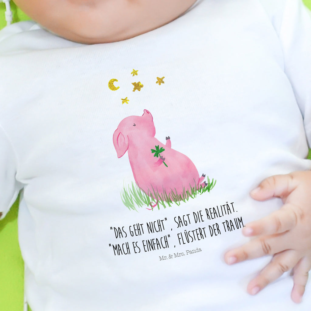 Baby T-Shirt Glücksschwein Glücksschwein. Glück, Schwein, Schweinchen, Sterne, Sernchen, Ziele, Träume, Motivation, Glücksbringer Mädchen,Jungen,Unisex,Motiv,Baby T-Shirt,Kurzarm  süße Tiermotive, gute Laune, lustige Sprüche, Tiere