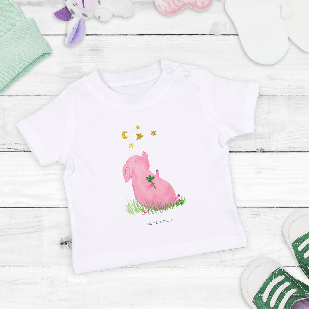 Baby T-Shirt Glücksschwein Glücksschwein. Glück, Schwein, Schweinchen, Sterne, Sernchen, Ziele, Träume, Motivation, Glücksbringer Mädchen,Jungen,Unisex,Motiv,Baby T-Shirt,Kurzarm  süße Tiermotive, gute Laune, lustige Sprüche, Tiere