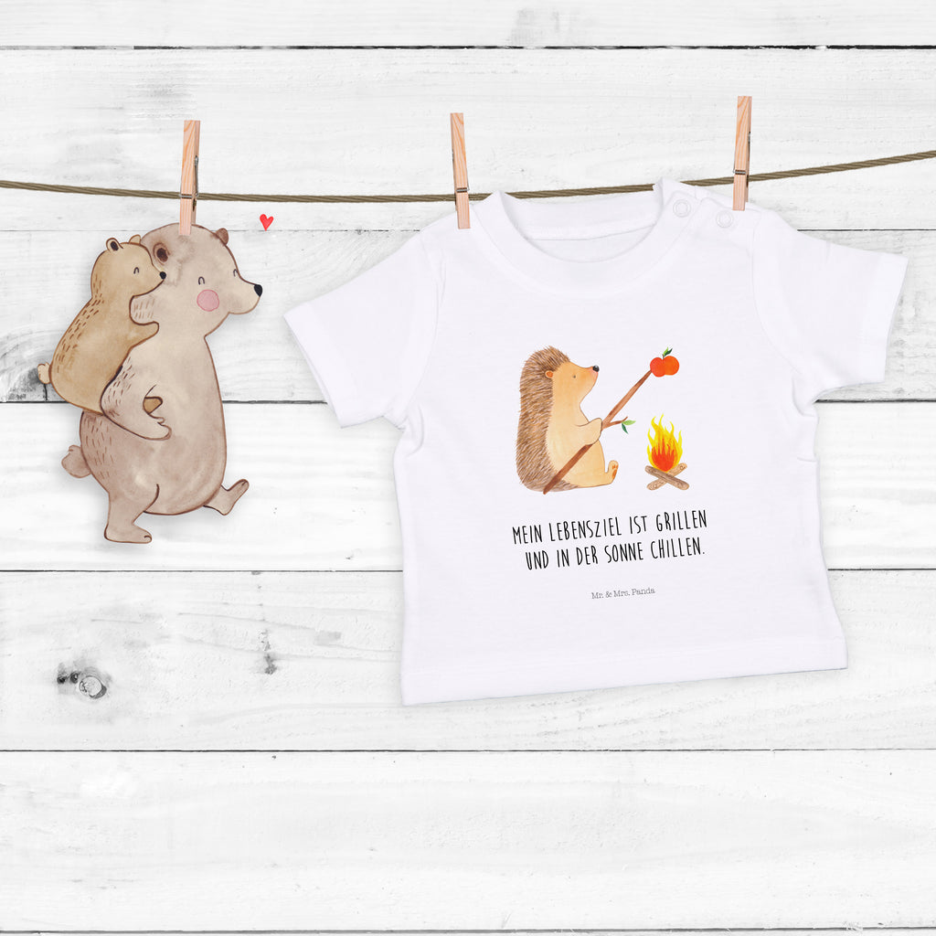 Baby T-Shirt Igel grillt Igel, Grillen, Ziele, Motivation, arbeitslos, Sinn des Lebens, Spruch Mädchen,Jungen,Unisex,Motiv,Baby T-Shirt,Kurzarm  süße Tiermotive, gute Laune, lustige Sprüche, Tiere
