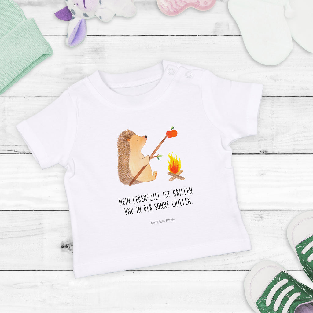 Baby T-Shirt Igel grillt Igel, Grillen, Ziele, Motivation, arbeitslos, Sinn des Lebens, Spruch Mädchen,Jungen,Unisex,Motiv,Baby T-Shirt,Kurzarm  süße Tiermotive, gute Laune, lustige Sprüche, Tiere