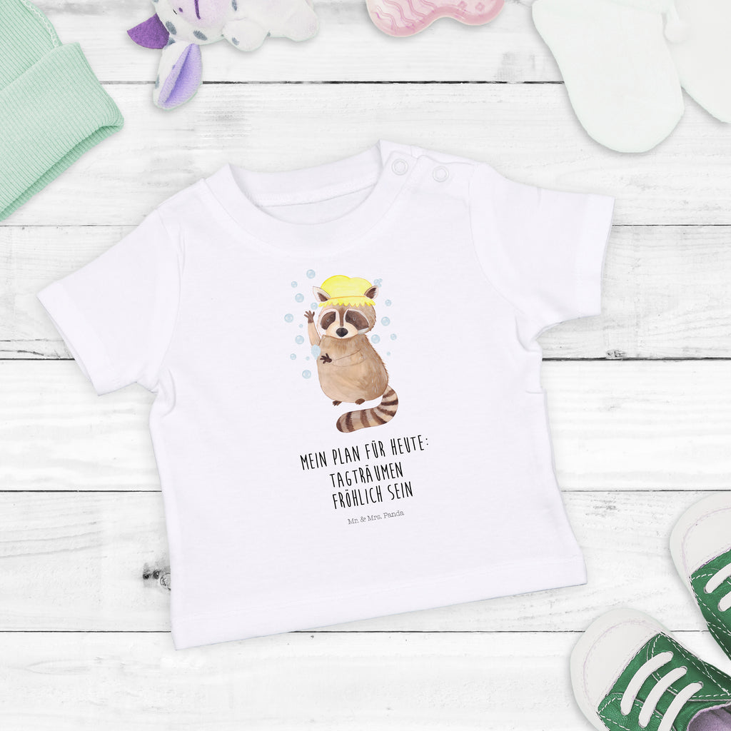 Baby T-Shirt Waschbär Waschbär, Tagträumen, Plan, Fröhlich, waschen, Seifenblasen Mädchen,Jungen,Unisex,Motiv,Baby T-Shirt,Kurzarm  süße Tiermotive, gute Laune, lustige Sprüche, Tiere