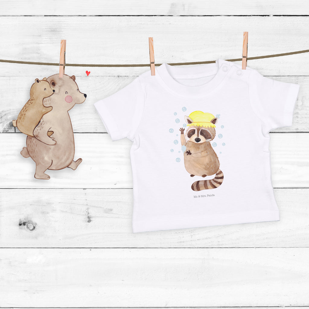 Baby T-Shirt Waschbär Waschbär, Tagträumen, Plan, Fröhlich, waschen, Seifenblasen Mädchen,Jungen,Unisex,Motiv,Baby T-Shirt,Kurzarm  süße Tiermotive, gute Laune, lustige Sprüche, Tiere