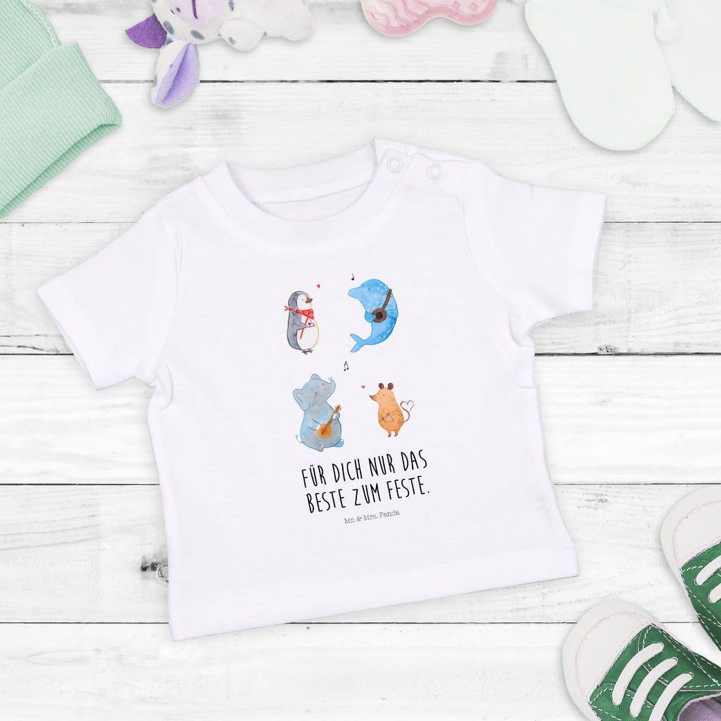 Baby T-Shirt Big Band Hund, Pinguin, Maus, Elefant, Delfin, Gitarre, Band, Triangel, Musikanten, Musik Mädchen,Jungen,Unisex,Motiv,Baby T-Shirt,Kurzarm  süße Tiermotive, gute Laune, lustige Sprüche, Tiere