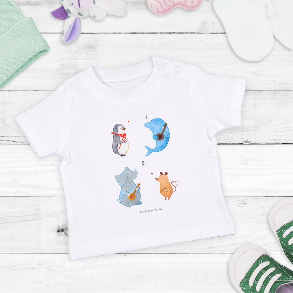 Baby T-Shirt Big Band Hund, Pinguin, Maus, Elefant, Delfin, Gitarre, Band, Triangel, Musikanten, Musik Mädchen,Jungen,Unisex,Motiv,Baby T-Shirt,Kurzarm  süße Tiermotive, gute Laune, lustige Sprüche, Tiere