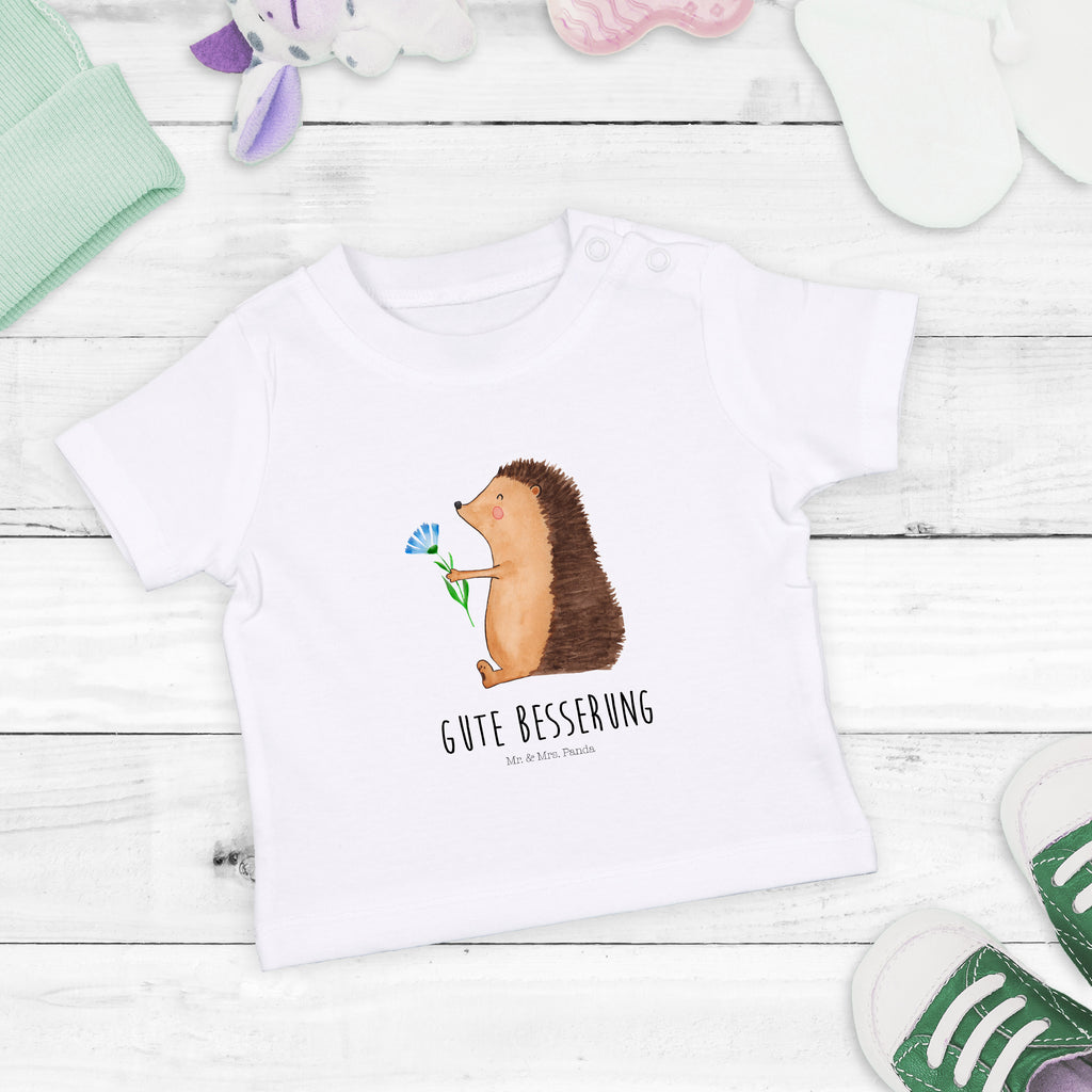 Baby T-Shirt Igel mit Blume Igel, Gute Besserung, Genesungswünsche, Krankheit, Krankenhaus, krank, Besuch Mädchen,Jungen,Unisex,Motiv,Baby T-Shirt,Kurzarm  süße Tiermotive, gute Laune, lustige Sprüche, Tiere