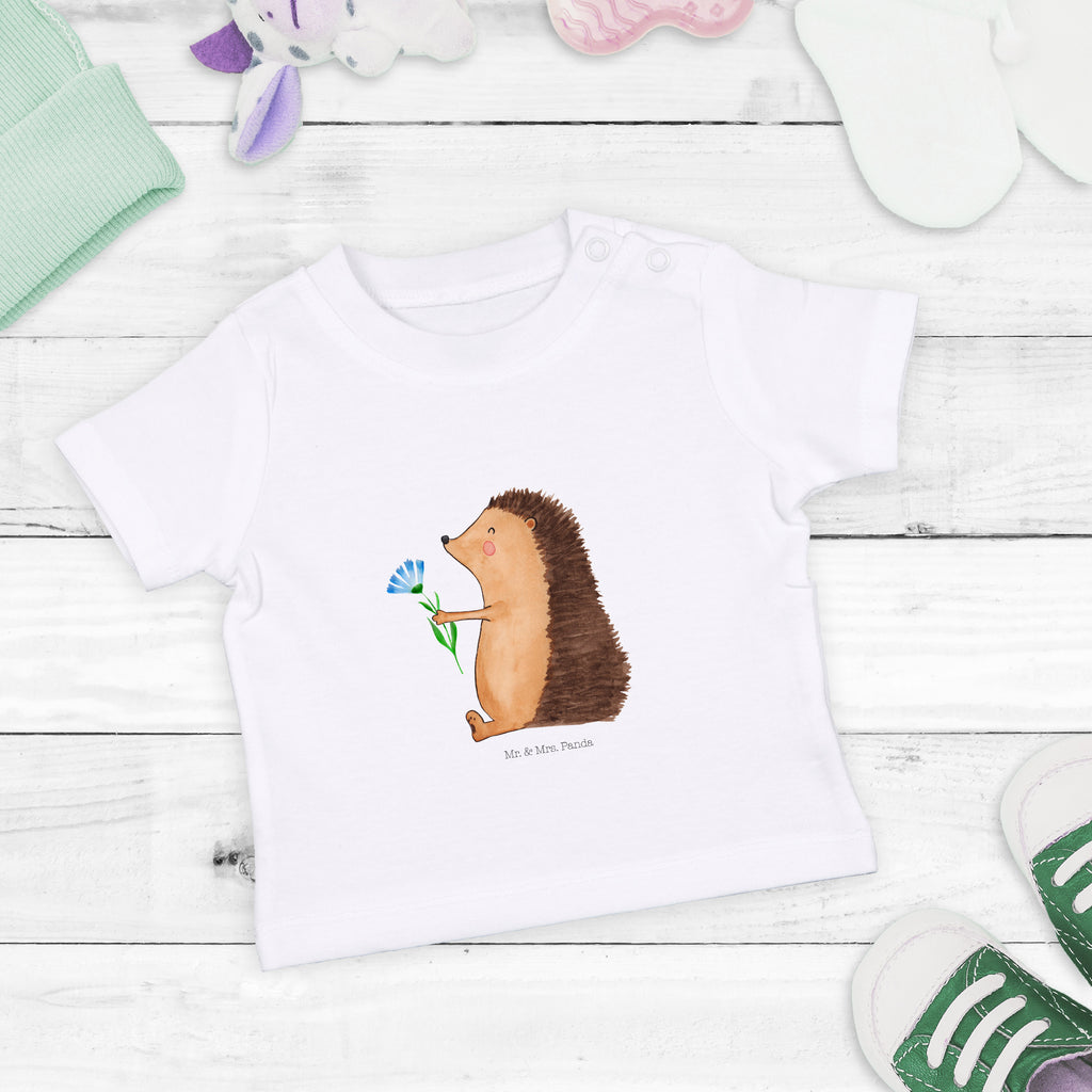 Baby T-Shirt Igel mit Blume Igel, Gute Besserung, Genesungswünsche, Krankheit, Krankenhaus, krank, Besuch Mädchen,Jungen,Unisex,Motiv,Baby T-Shirt,Kurzarm  süße Tiermotive, gute Laune, lustige Sprüche, Tiere