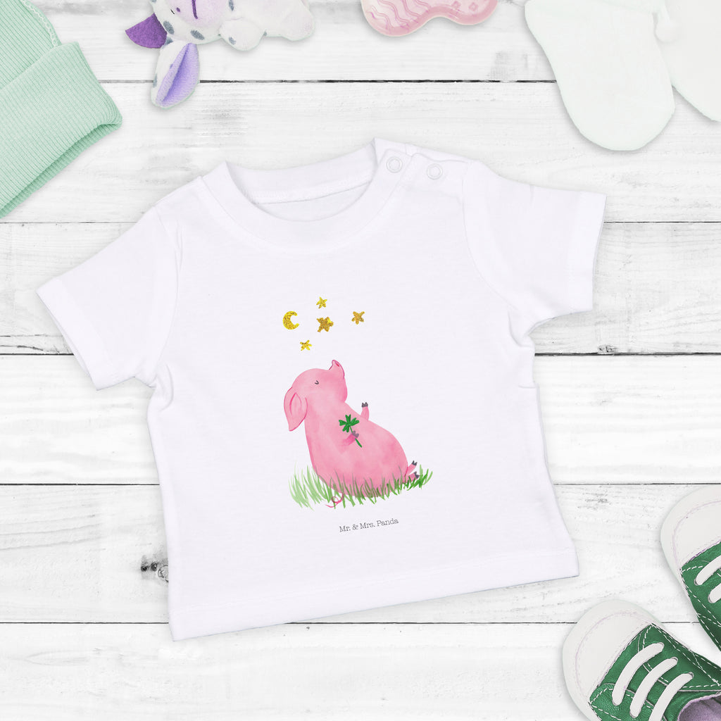 Baby T-Shirt Glücksschwein Glücksschwein. Glück, Schwein, Schweinchen, Sterne, Sernchen, Ziele, Träume, Motivation, Glücksbringer Mädchen,Jungen,Unisex,Motiv,Baby T-Shirt,Kurzarm  süße Tiermotive, gute Laune, lustige Sprüche, Tiere