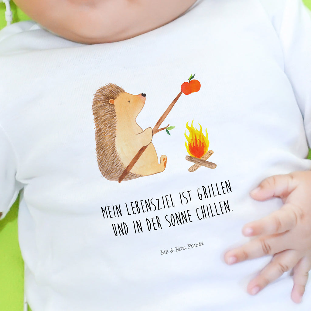 Baby T-Shirt Igel grillt Igel, Grillen, Ziele, Motivation, arbeitslos, Sinn des Lebens, Spruch Mädchen,Jungen,Unisex,Motiv,Baby T-Shirt,Kurzarm  süße Tiermotive, gute Laune, lustige Sprüche, Tiere
