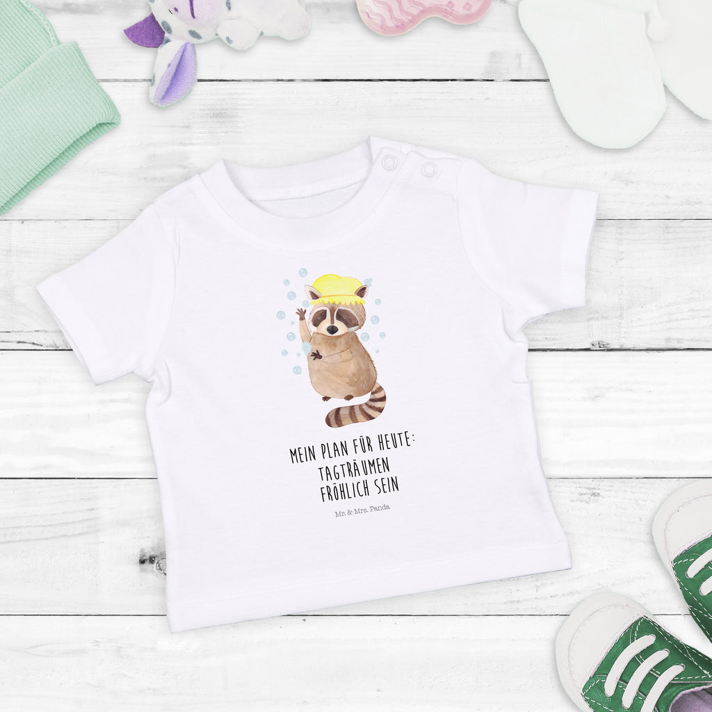 Baby T-Shirt Waschbär Waschbär, Tagträumen, Plan, Fröhlich, waschen, Seifenblasen Mädchen,Jungen,Unisex,Motiv,Baby T-Shirt,Kurzarm  süße Tiermotive, gute Laune, lustige Sprüche, Tiere