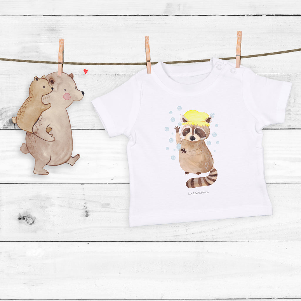 Baby T-Shirt Waschbär Waschbär, Tagträumen, Plan, Fröhlich, waschen, Seifenblasen Mädchen,Jungen,Unisex,Motiv,Baby T-Shirt,Kurzarm  süße Tiermotive, gute Laune, lustige Sprüche, Tiere