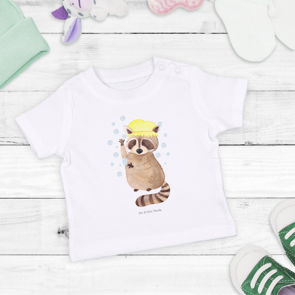 Baby T-Shirt Waschbär Waschbär, Tagträumen, Plan, Fröhlich, waschen, Seifenblasen Mädchen,Jungen,Unisex,Motiv,Baby T-Shirt,Kurzarm  süße Tiermotive, gute Laune, lustige Sprüche, Tiere
