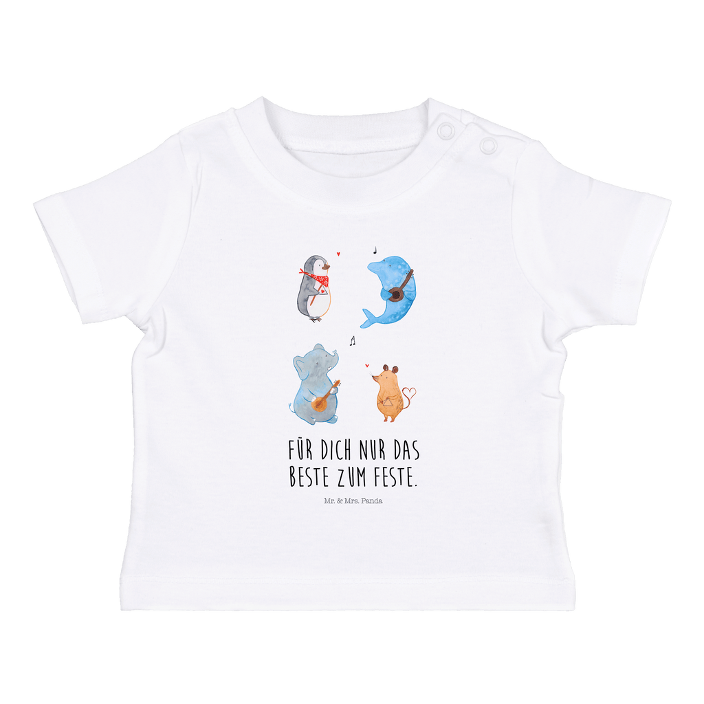 Baby T-Shirt Big Band Hund, Pinguin, Maus, Elefant, Delfin, Gitarre, Band, Triangel, Musikanten, Musik Mädchen,Jungen,Unisex,Motiv,Baby T-Shirt,Kurzarm  süße Tiermotive, gute Laune, lustige Sprüche, Tiere