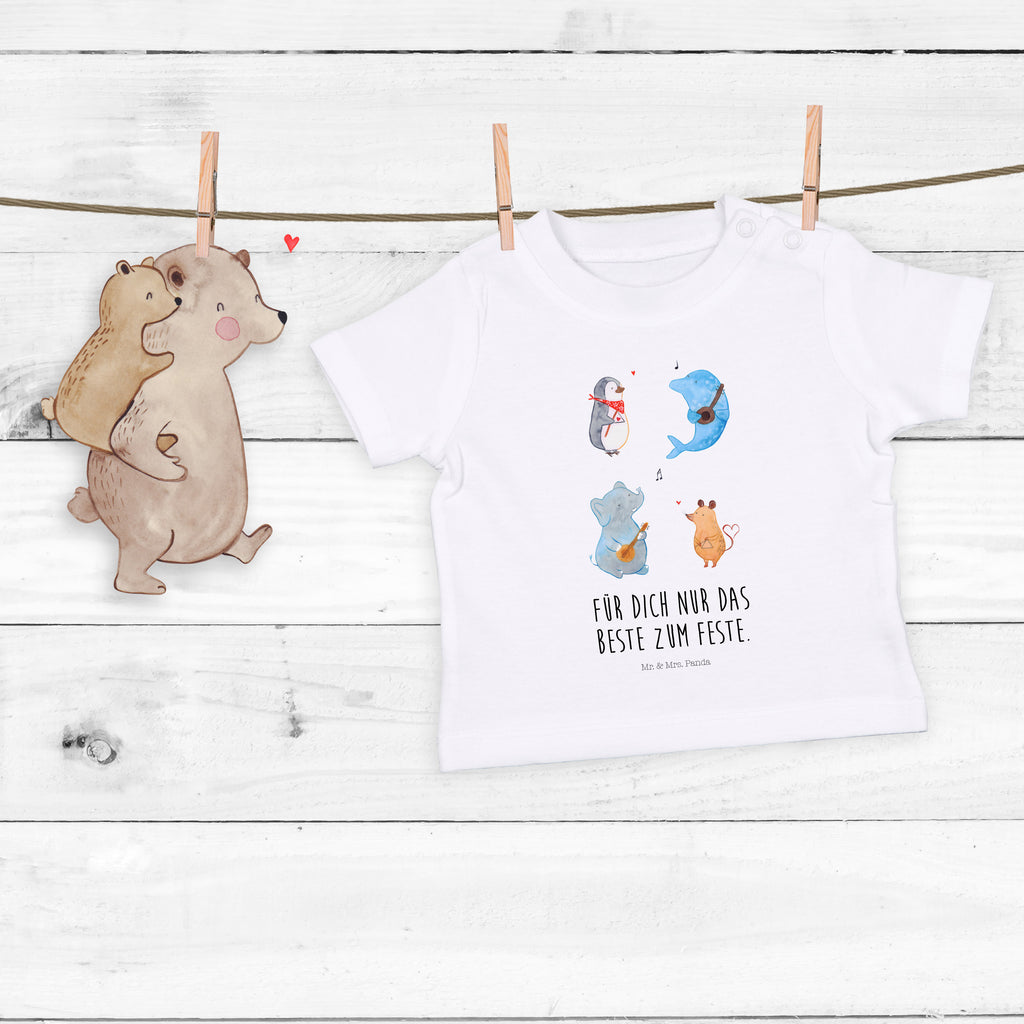 Baby T-Shirt Big Band Hund, Pinguin, Maus, Elefant, Delfin, Gitarre, Band, Triangel, Musikanten, Musik Mädchen,Jungen,Unisex,Motiv,Baby T-Shirt,Kurzarm  süße Tiermotive, gute Laune, lustige Sprüche, Tiere