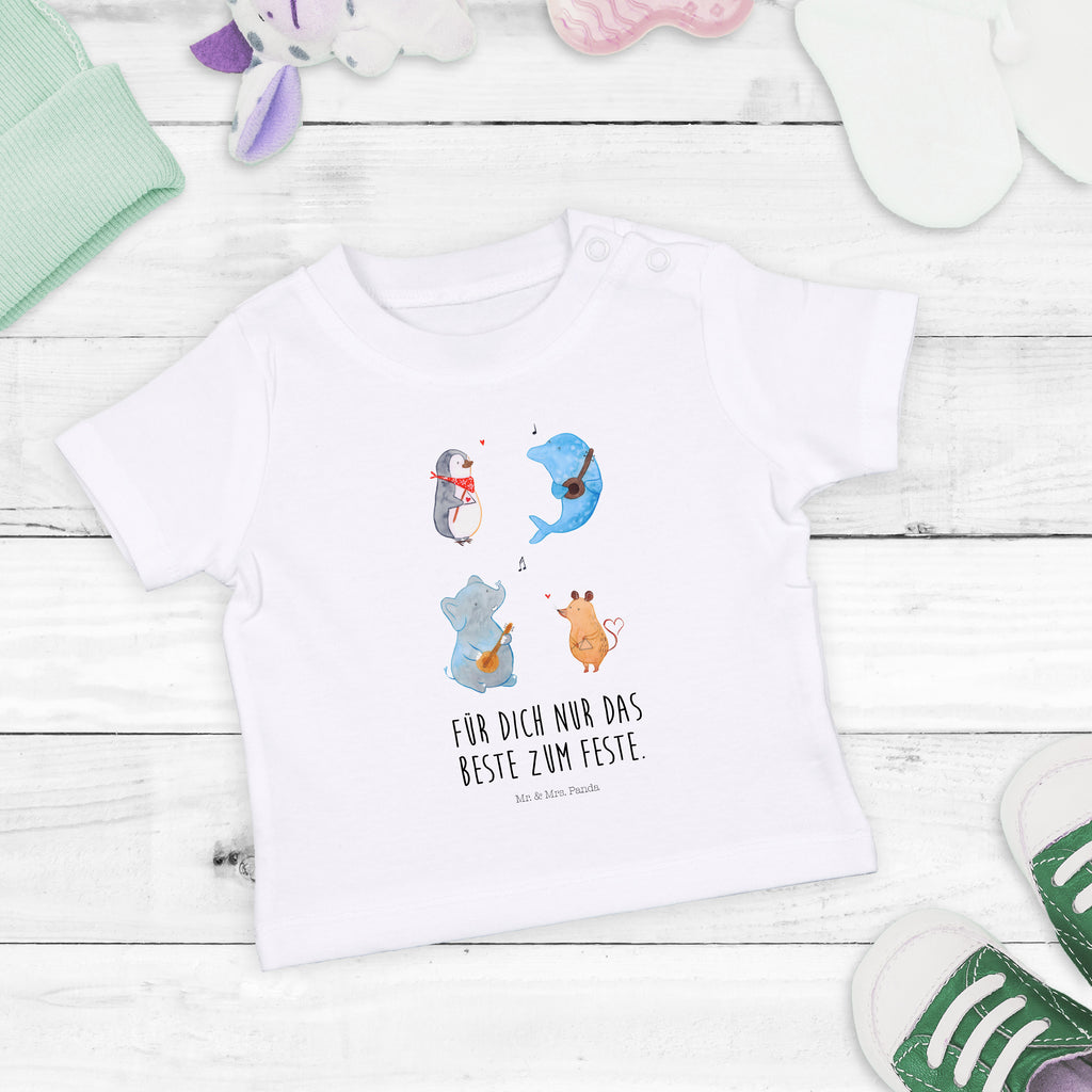 Baby T-Shirt Big Band Hund, Pinguin, Maus, Elefant, Delfin, Gitarre, Band, Triangel, Musikanten, Musik Mädchen,Jungen,Unisex,Motiv,Baby T-Shirt,Kurzarm  süße Tiermotive, gute Laune, lustige Sprüche, Tiere