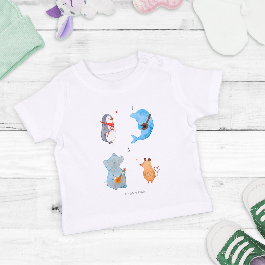 Baby T-Shirt Big Band Hund, Pinguin, Maus, Elefant, Delfin, Gitarre, Band, Triangel, Musikanten, Musik Mädchen,Jungen,Unisex,Motiv,Baby T-Shirt,Kurzarm  süße Tiermotive, gute Laune, lustige Sprüche, Tiere