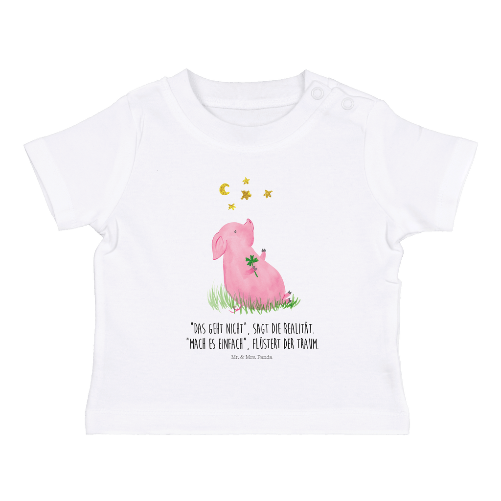 Baby T-Shirt Glücksschwein Glücksschwein. Glück, Schwein, Schweinchen, Sterne, Sernchen, Ziele, Träume, Motivation, Glücksbringer Mädchen,Jungen,Unisex,Motiv,Baby T-Shirt,Kurzarm  süße Tiermotive, gute Laune, lustige Sprüche, Tiere