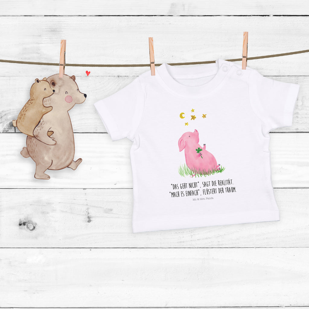 Baby T-Shirt Glücksschwein Glücksschwein. Glück, Schwein, Schweinchen, Sterne, Sernchen, Ziele, Träume, Motivation, Glücksbringer Mädchen,Jungen,Unisex,Motiv,Baby T-Shirt,Kurzarm  süße Tiermotive, gute Laune, lustige Sprüche, Tiere
