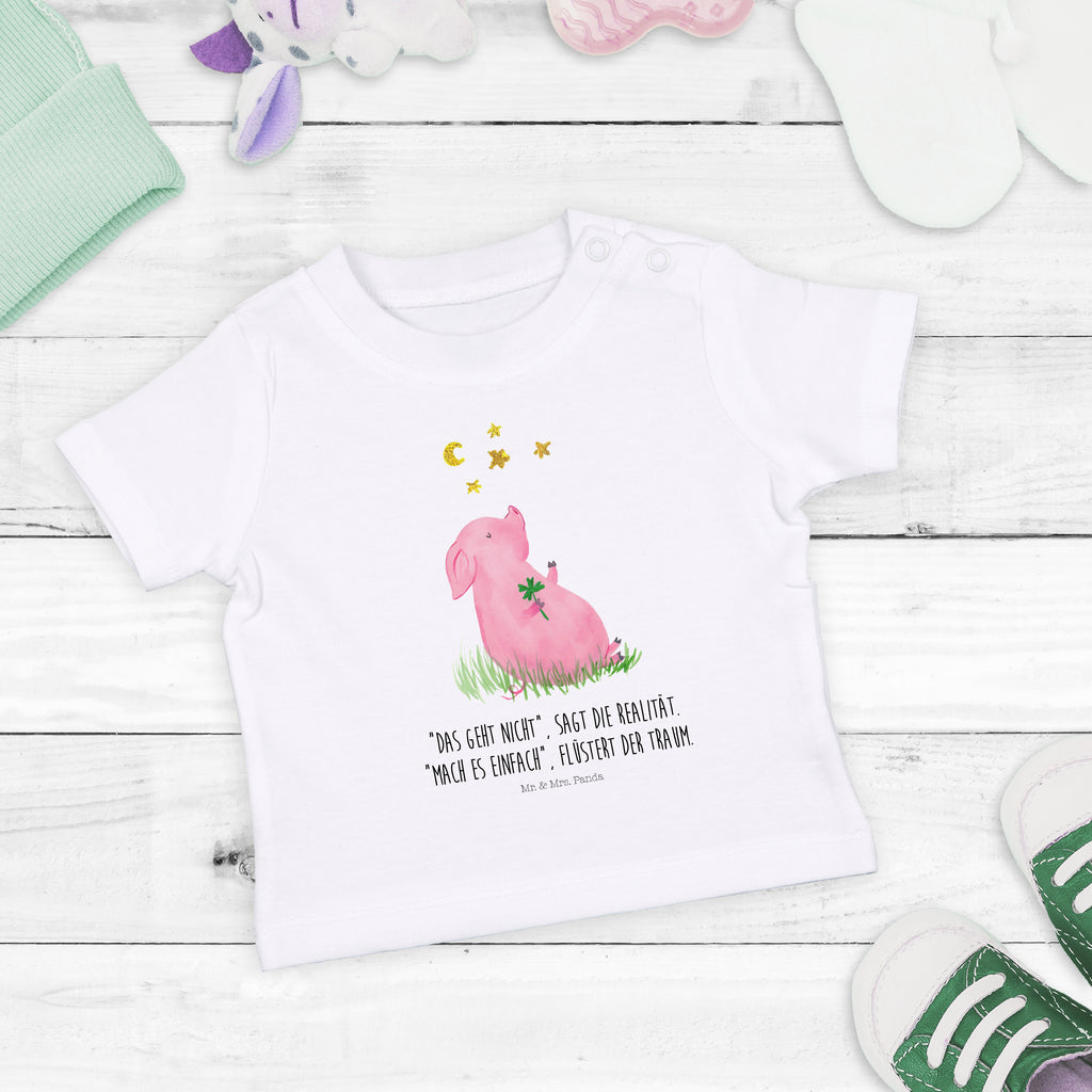Baby T-Shirt Glücksschwein Glücksschwein. Glück, Schwein, Schweinchen, Sterne, Sernchen, Ziele, Träume, Motivation, Glücksbringer Mädchen,Jungen,Unisex,Motiv,Baby T-Shirt,Kurzarm  süße Tiermotive, gute Laune, lustige Sprüche, Tiere