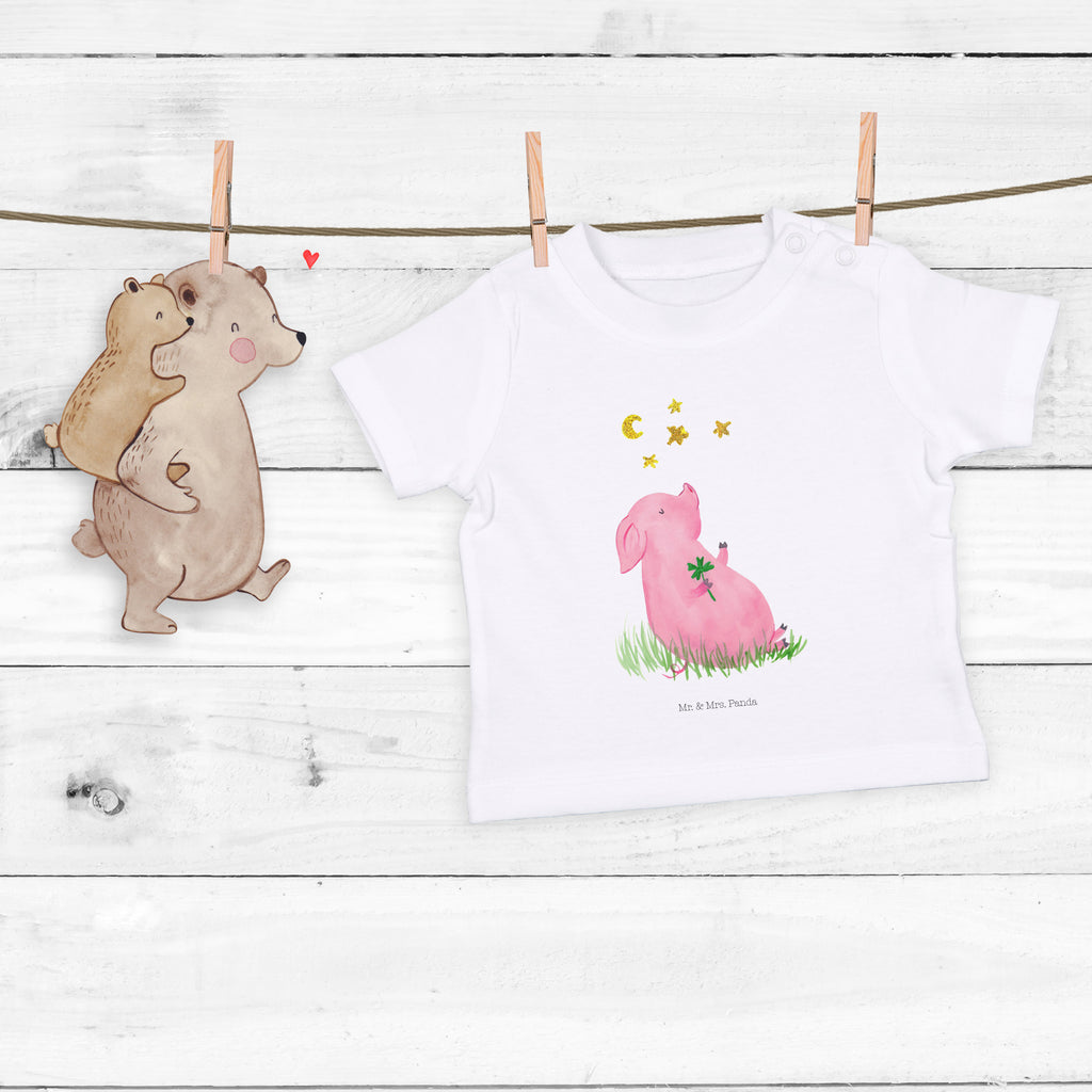 Baby T-Shirt Glücksschwein Glücksschwein. Glück, Schwein, Schweinchen, Sterne, Sernchen, Ziele, Träume, Motivation, Glücksbringer Mädchen,Jungen,Unisex,Motiv,Baby T-Shirt,Kurzarm  süße Tiermotive, gute Laune, lustige Sprüche, Tiere