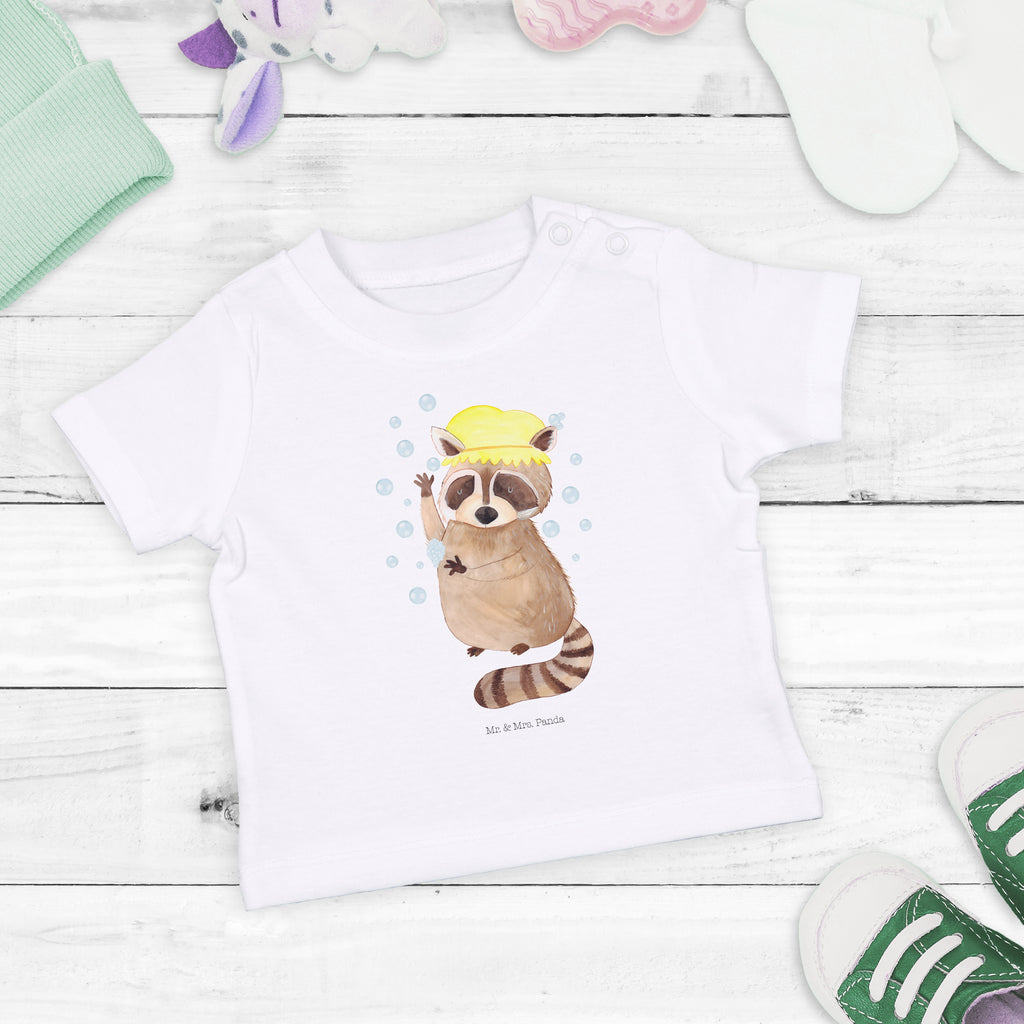 Baby T-Shirt Waschbär Waschbär, Tagträumen, Plan, Fröhlich, waschen, Seifenblasen Mädchen,Jungen,Unisex,Motiv,Baby T-Shirt,Kurzarm  süße Tiermotive, gute Laune, lustige Sprüche, Tiere