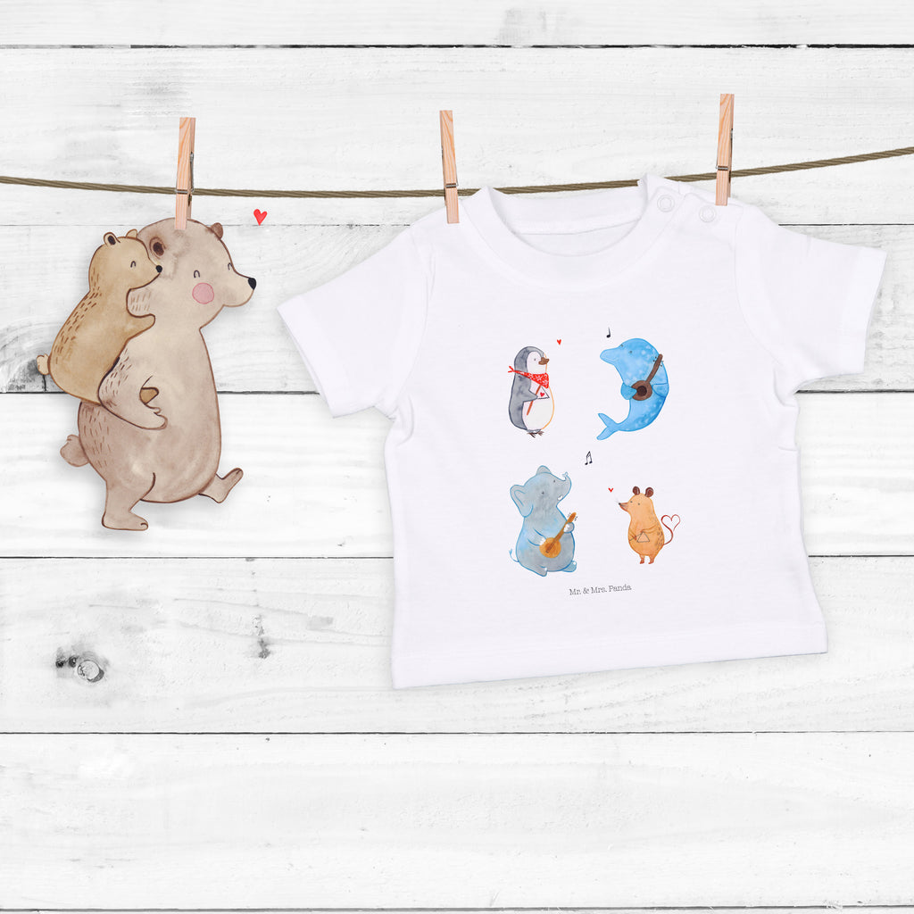 Baby T-Shirt Big Band Hund, Pinguin, Maus, Elefant, Delfin, Gitarre, Band, Triangel, Musikanten, Musik Mädchen,Jungen,Unisex,Motiv,Baby T-Shirt,Kurzarm  süße Tiermotive, gute Laune, lustige Sprüche, Tiere