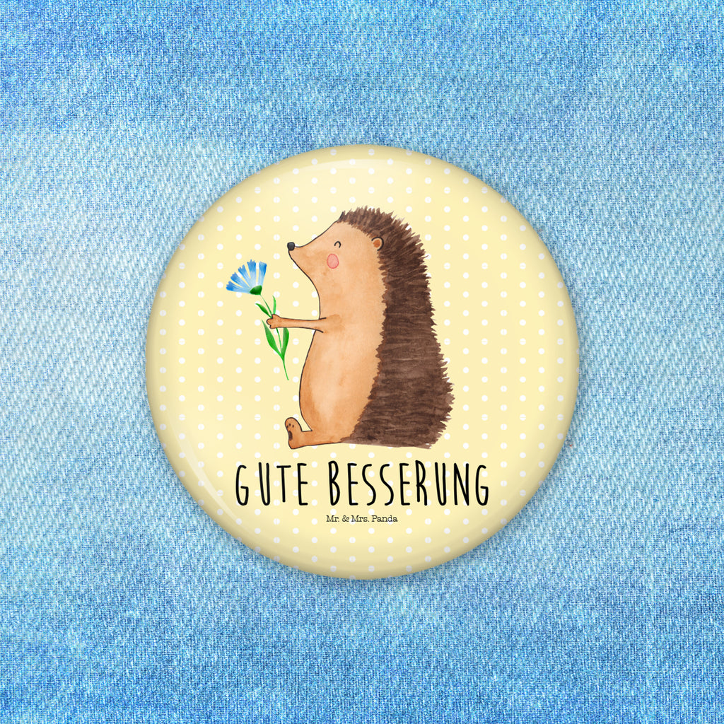 Button Igel mit Blume