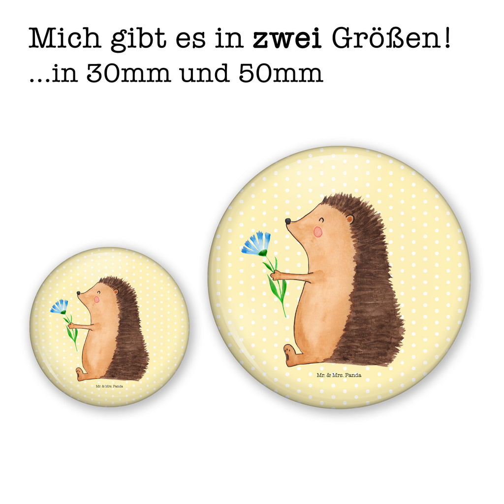 Button Igel mit Blume