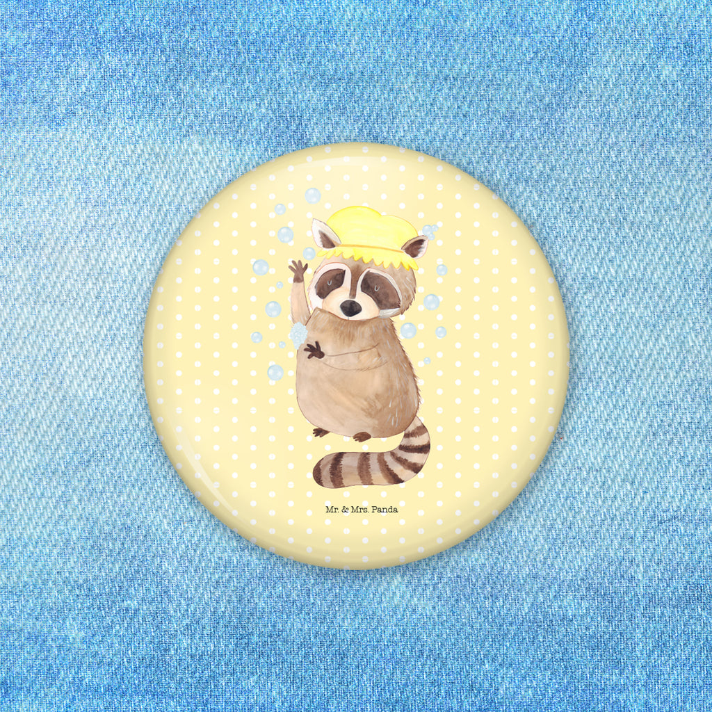 50mm Button Waschbär 50mm Button, Button, Pin, Anstecknadel, Tiermotive, Gute Laune, lustige Sprüche, Tiere, Waschbär, Tagträumen, Plan, Fröhlich, waschen, Seifenblasen