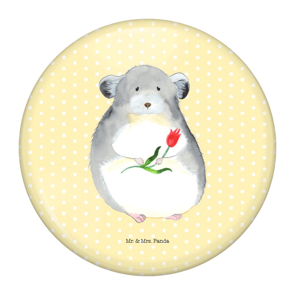 Button Chinchilla mit Blume
