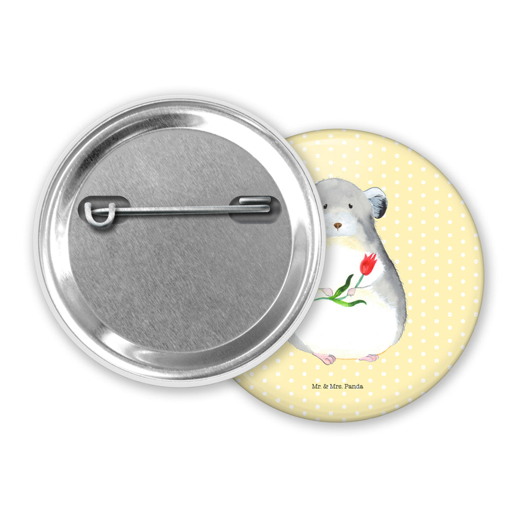 Button Chinchilla mit Blume