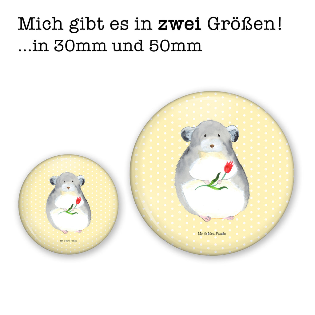 Button Chinchilla mit Blume