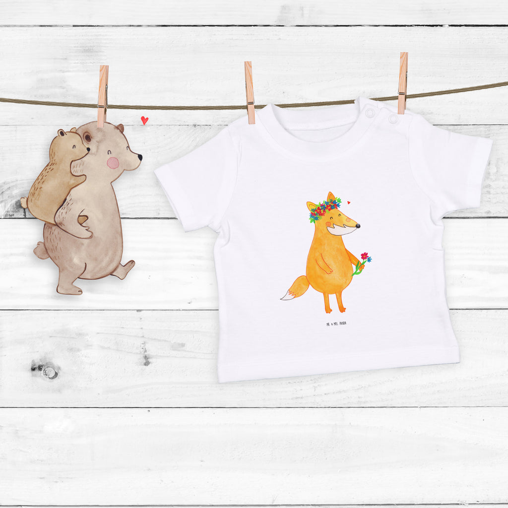 Baby T-Shirt Fuchs Blumenliebe Fuchs, Füchse, Fox, Liebe, Freundin, Fuchsmädchen, Blumenmädchen, Freundinnen, Liebesbeweis, Blume, Blumen, Motivation, Freude, ich, mich, Selbstliebe, Freude Mädchen,Jungen,Unisex,Motiv,Baby T-Shirt,Kurzarm  Fuchs