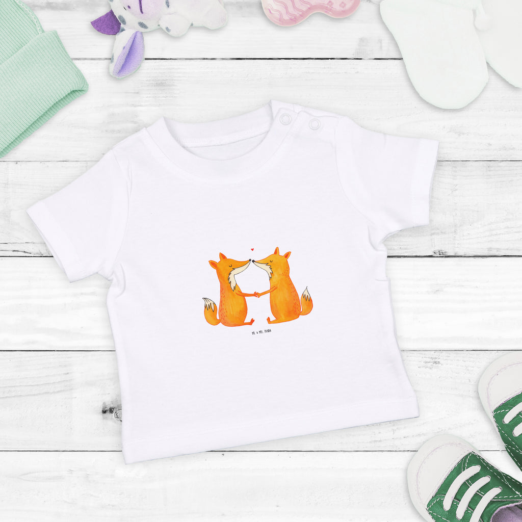Baby T-Shirt Füchse Liebe Fuchs, Füchse, Fox, Liebe, Liebespaar, Paar, Partner, Freundin, Freund, Ehe, Verlobte, Ehemann, Ehefrau, Liebesbeweis Mädchen, Jungen, Unisex, Motiv ,Baby T-Shirt, Kurzarm, Shirt, Baby  Fuchs