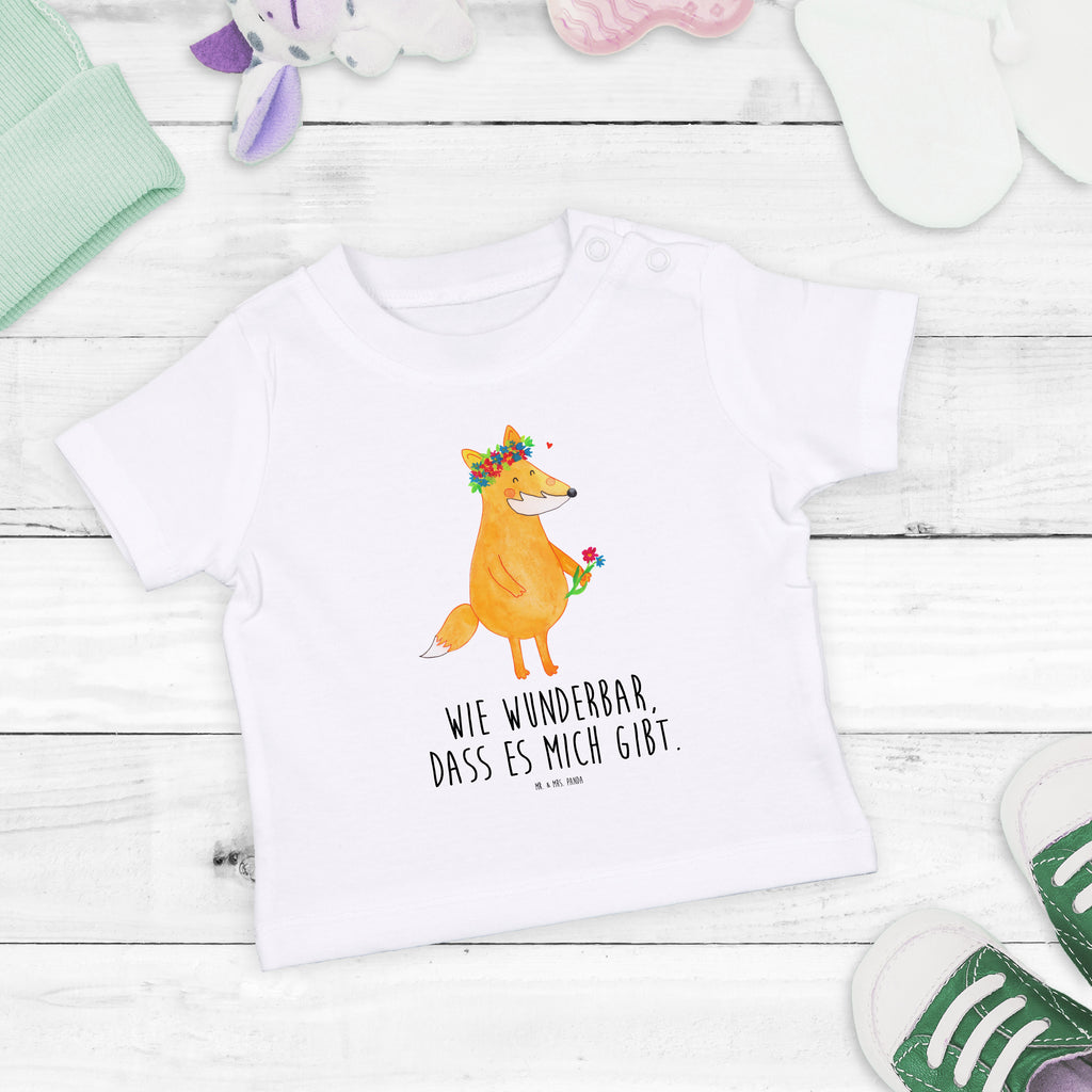 Baby T-Shirt Fuchs Blumenliebe Fuchs, Füchse, Fox, Liebe, Freundin, Fuchsmädchen, Blumenmädchen, Freundinnen, Liebesbeweis, Blume, Blumen, Motivation, Freude, ich, mich, Selbstliebe, Freude Mädchen,Jungen,Unisex,Motiv,Baby T-Shirt,Kurzarm  Fuchs