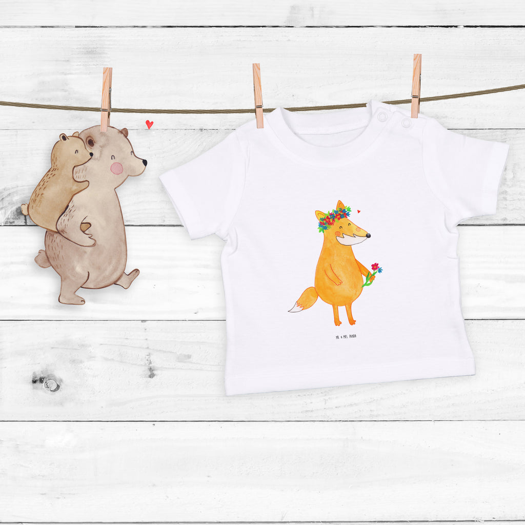 Baby T-Shirt Fuchs Blumenliebe Fuchs, Füchse, Fox, Liebe, Freundin, Fuchsmädchen, Blumenmädchen, Freundinnen, Liebesbeweis, Blume, Blumen, Motivation, Freude, ich, mich, Selbstliebe, Freude Mädchen,Jungen,Unisex,Motiv,Baby T-Shirt,Kurzarm  Fuchs