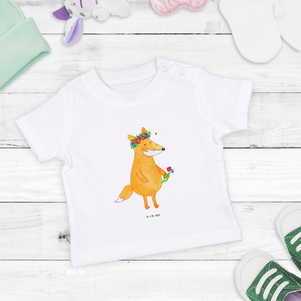 Baby T-Shirt Fuchs Blumenliebe Fuchs, Füchse, Fox, Liebe, Freundin, Fuchsmädchen, Blumenmädchen, Freundinnen, Liebesbeweis, Blume, Blumen, Motivation, Freude, ich, mich, Selbstliebe, Freude Mädchen,Jungen,Unisex,Motiv,Baby T-Shirt,Kurzarm  Fuchs