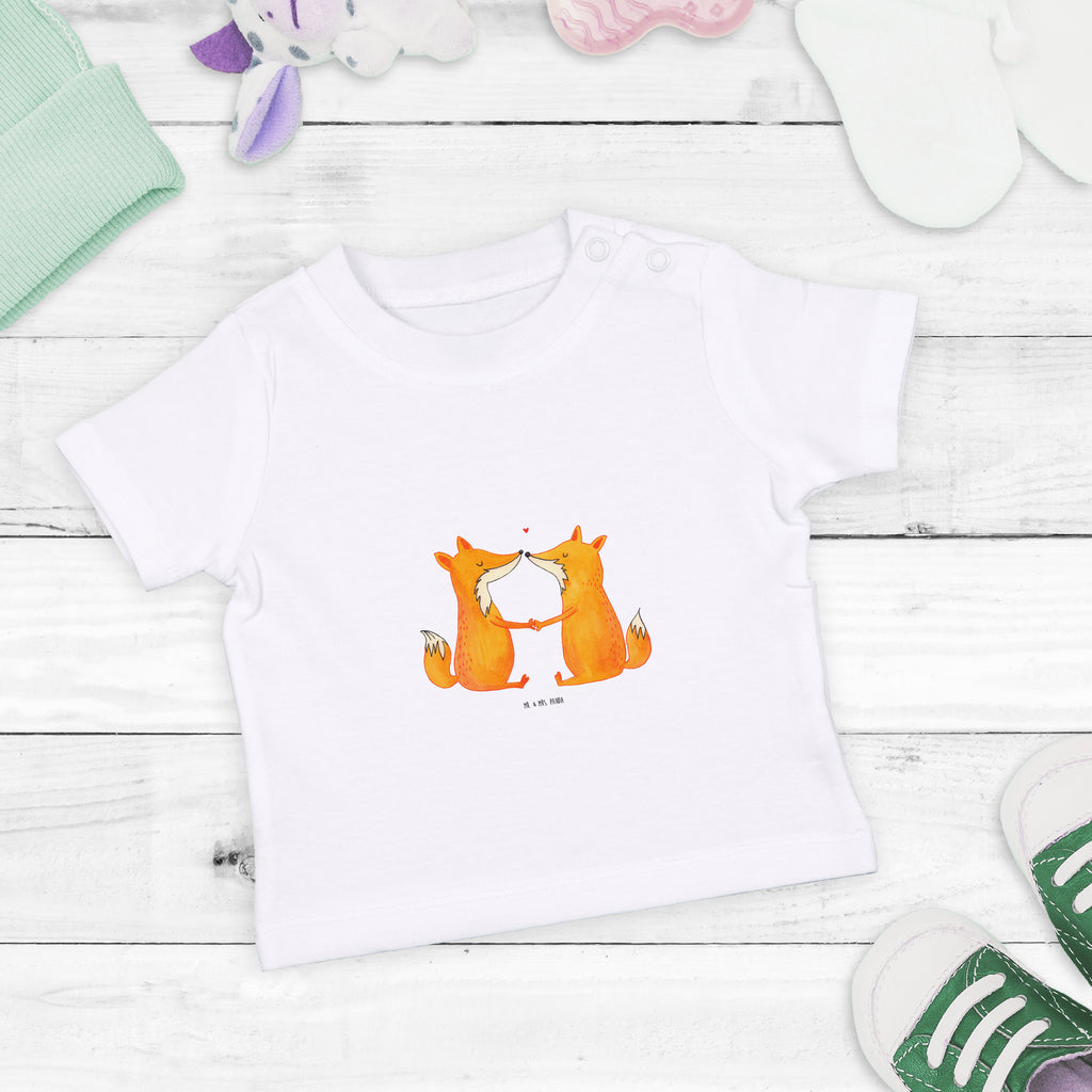 Baby T-Shirt Füchse Liebe Fuchs, Füchse, Fox, Liebe, Liebespaar, Paar, Partner, Freundin, Freund, Ehe, Verlobte, Ehemann, Ehefrau, Liebesbeweis Mädchen, Jungen, Unisex, Motiv ,Baby T-Shirt, Kurzarm, Shirt, Baby  Fuchs