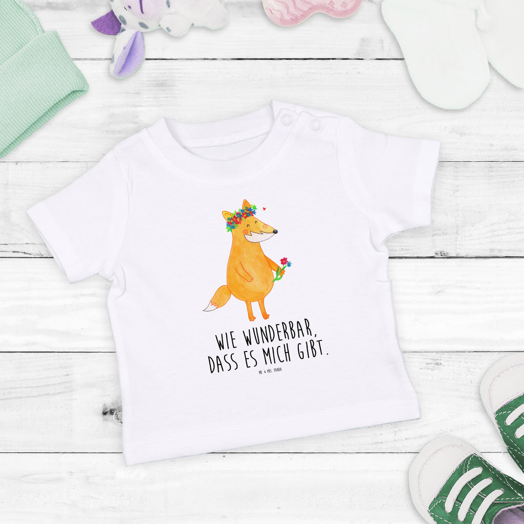 Baby T-Shirt Fuchs Blumenliebe Fuchs, Füchse, Fox, Liebe, Freundin, Fuchsmädchen, Blumenmädchen, Freundinnen, Liebesbeweis, Blume, Blumen, Motivation, Freude, ich, mich, Selbstliebe, Freude Mädchen,Jungen,Unisex,Motiv,Baby T-Shirt,Kurzarm  Fuchs
