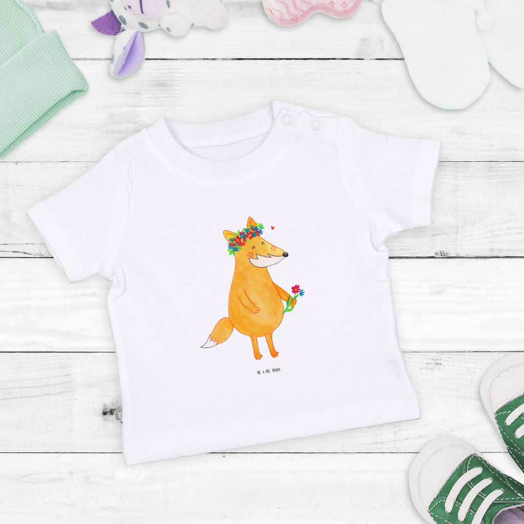 Baby T-Shirt Fuchs Blumenliebe Fuchs, Füchse, Fox, Liebe, Freundin, Fuchsmädchen, Blumenmädchen, Freundinnen, Liebesbeweis, Blume, Blumen, Motivation, Freude, ich, mich, Selbstliebe, Freude Mädchen,Jungen,Unisex,Motiv,Baby T-Shirt,Kurzarm  Fuchs
