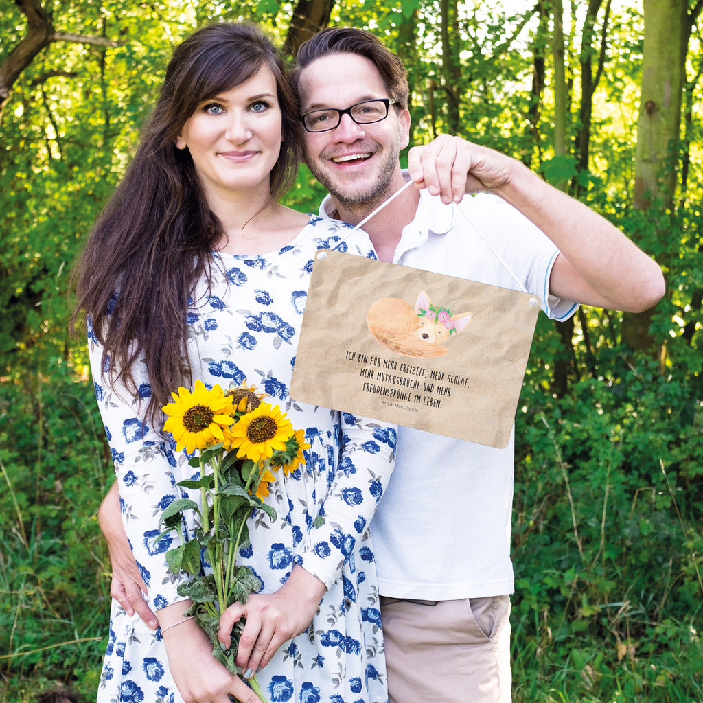 Deko Schild Wüstenfuchs Blumenkranz Afrika, Wüste, Wüstenfuchs, Blumen, Blumenkranz, Glücklich,  Schild, Türschild, Holzschild, Wandschild, Wanddeko  Afrika, Wildtiere