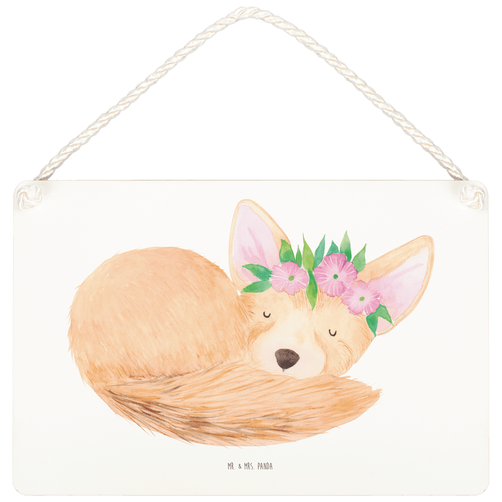 Deko Schild Wüstenfuchs Blumenkranz Afrika, Wüste, Wüstenfuchs, Blumen, Blumenkranz, Glücklich,  Schild, Türschild, Holzschild, Wandschild, Wanddeko  Afrika, Wildtiere