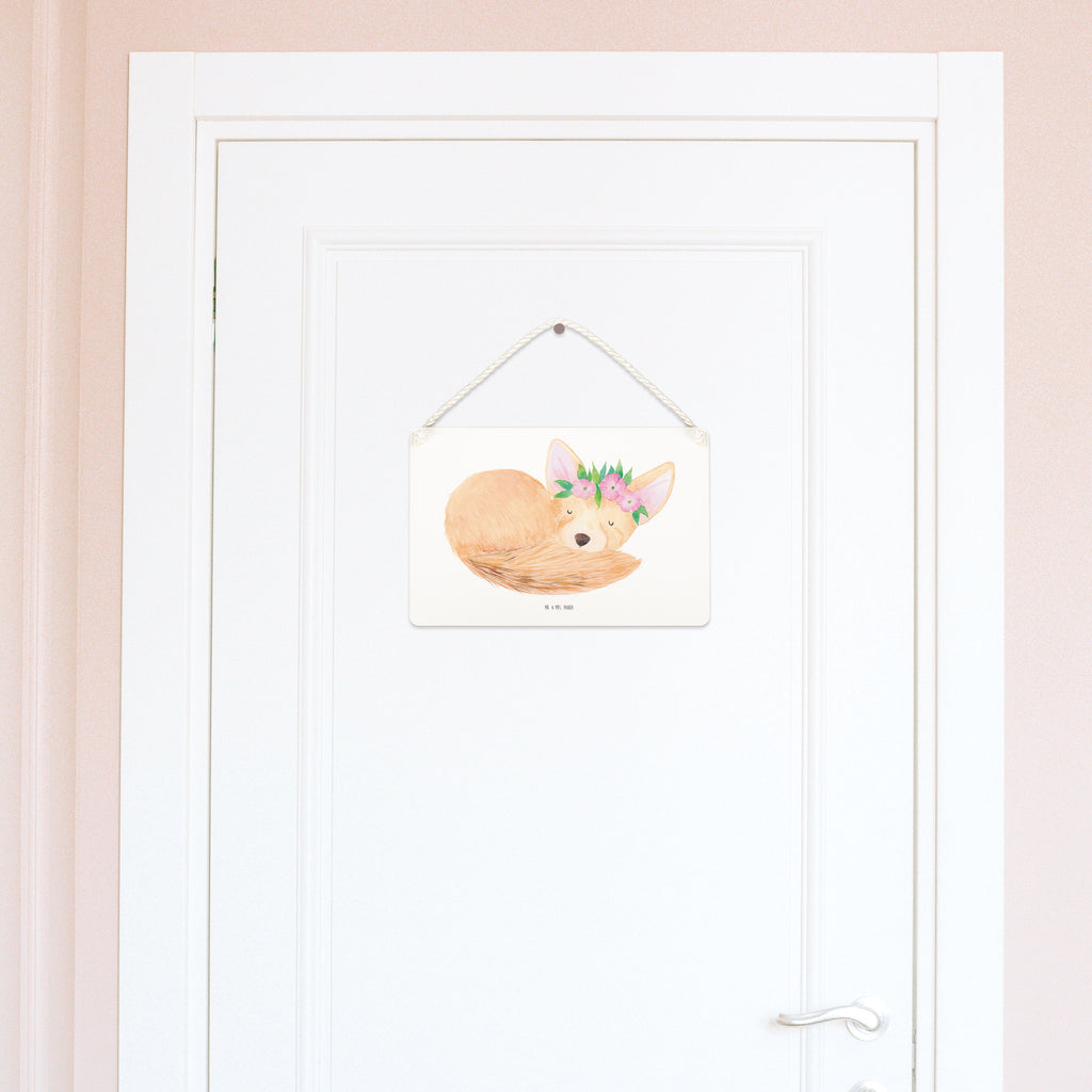 Deko Schild Wüstenfuchs Blumenkranz Afrika, Wüste, Wüstenfuchs, Blumen, Blumenkranz, Glücklich,  Schild, Türschild, Holzschild, Wandschild, Wanddeko  Afrika, Wildtiere