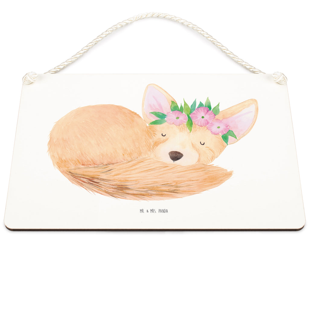 Deko Schild Wüstenfuchs Blumenkranz Afrika, Wüste, Wüstenfuchs, Blumen, Blumenkranz, Glücklich,  Schild, Türschild, Holzschild, Wandschild, Wanddeko  Afrika, Wildtiere
