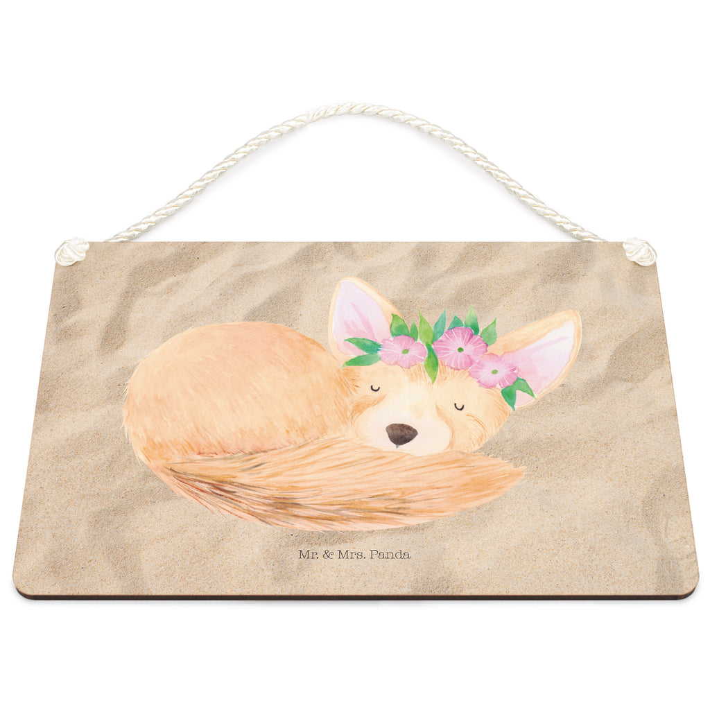 Deko Schild Wüstenfuchs Blumenkranz Afrika, Wüste, Wüstenfuchs, Blumen, Blumenkranz, Glücklich,  Schild, Türschild, Holzschild, Wandschild, Wanddeko  Afrika, Wildtiere