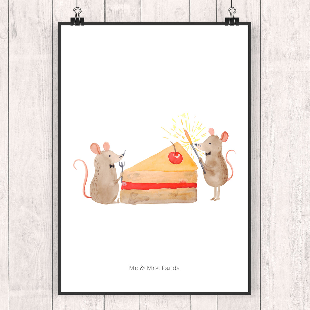Poster Mäuse Kuchen Poster, Wandposter, Bild, Wanddeko, Küchenposter, Kinderposter, Wanddeko Bild, Raumdekoration, Wanddekoration, Handgemaltes Poster, Mr. & Mrs. Panda Poster, Designposter, Kunstdruck, Posterdruck, Geburtstag, Geburtstagsgeschenk, Geschenk, Kuchen, Maus, Mäuse, Party, Leben, Glück