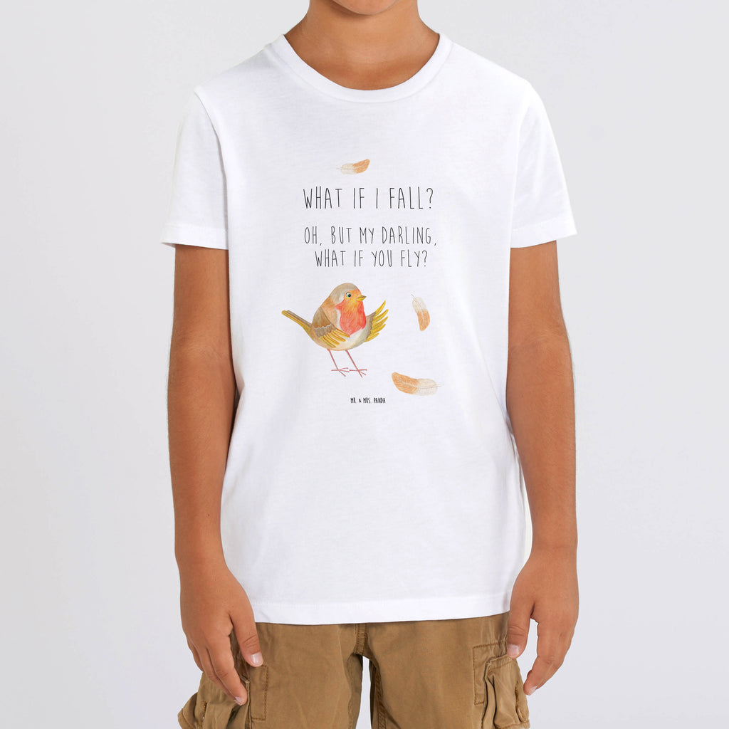 Kinder T-Shirt Rotkehlchen mit Federn What if i fall, Rotkehlchen, Spruch Motivation, Spruch Mut, Vogel, Motivation Sprüche, Motivationsbilder, fliegen    süße Tiermotive, gute Laune, lustige Sprüche, Tiere