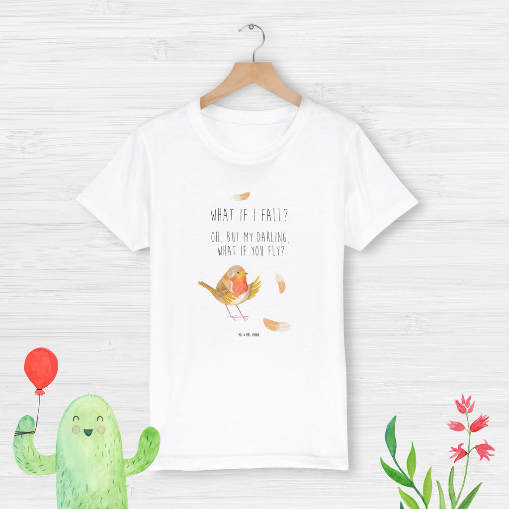 Kinder T-Shirt Rotkehlchen mit Federn What if i fall, Rotkehlchen, Spruch Motivation, Spruch Mut, Vogel, Motivation Sprüche, Motivationsbilder, fliegen    süße Tiermotive, gute Laune, lustige Sprüche, Tiere
