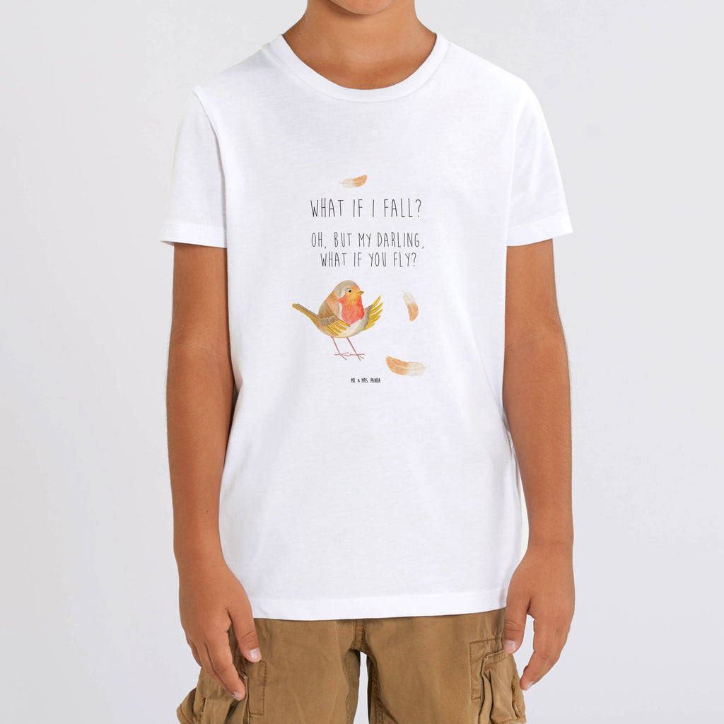 Kinder T-Shirt Rotkehlchen mit Federn What if i fall, Rotkehlchen, Spruch Motivation, Spruch Mut, Vogel, Motivation Sprüche, Motivationsbilder, fliegen    süße Tiermotive, gute Laune, lustige Sprüche, Tiere